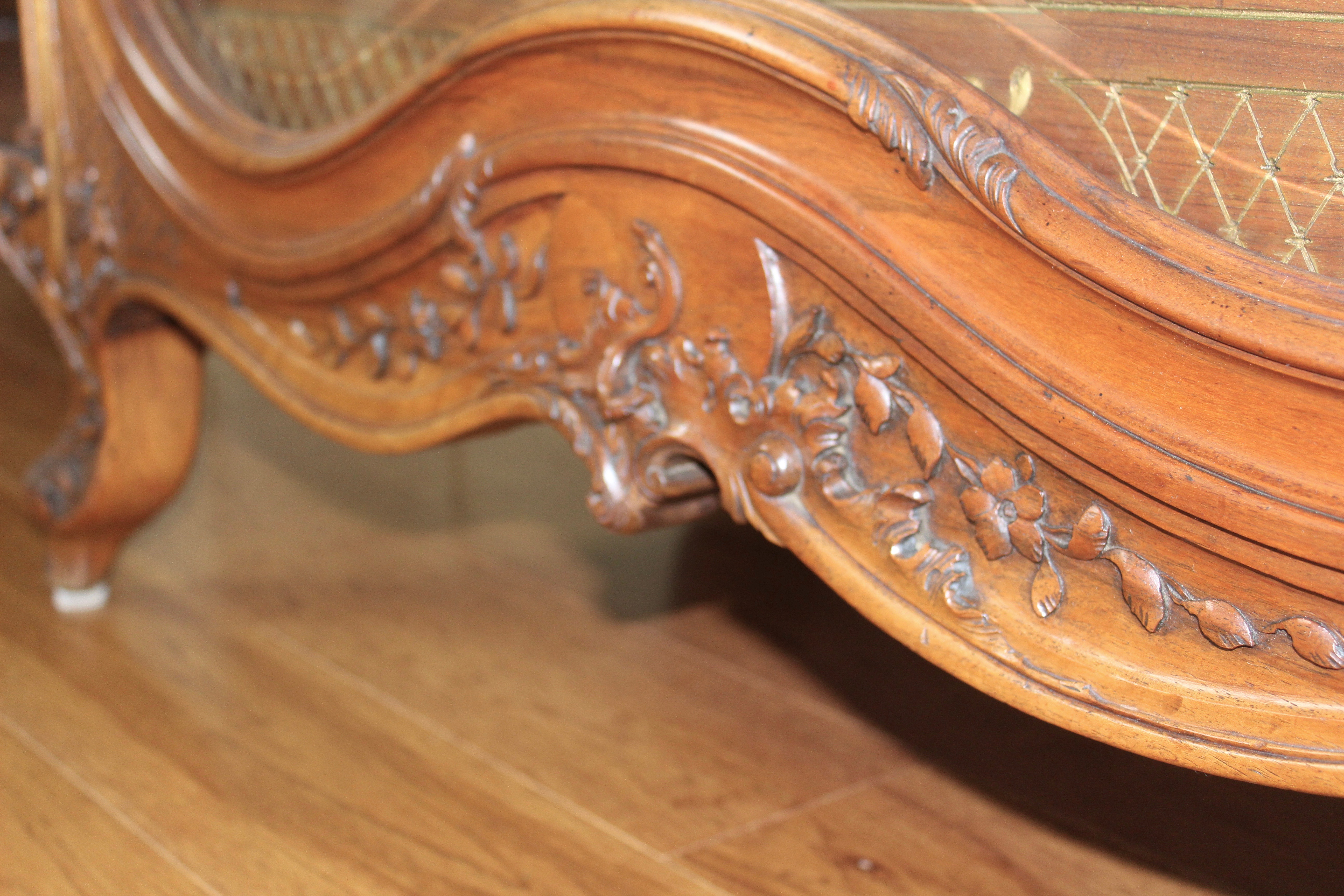 Antique French Rococo Glass-Front Armoire