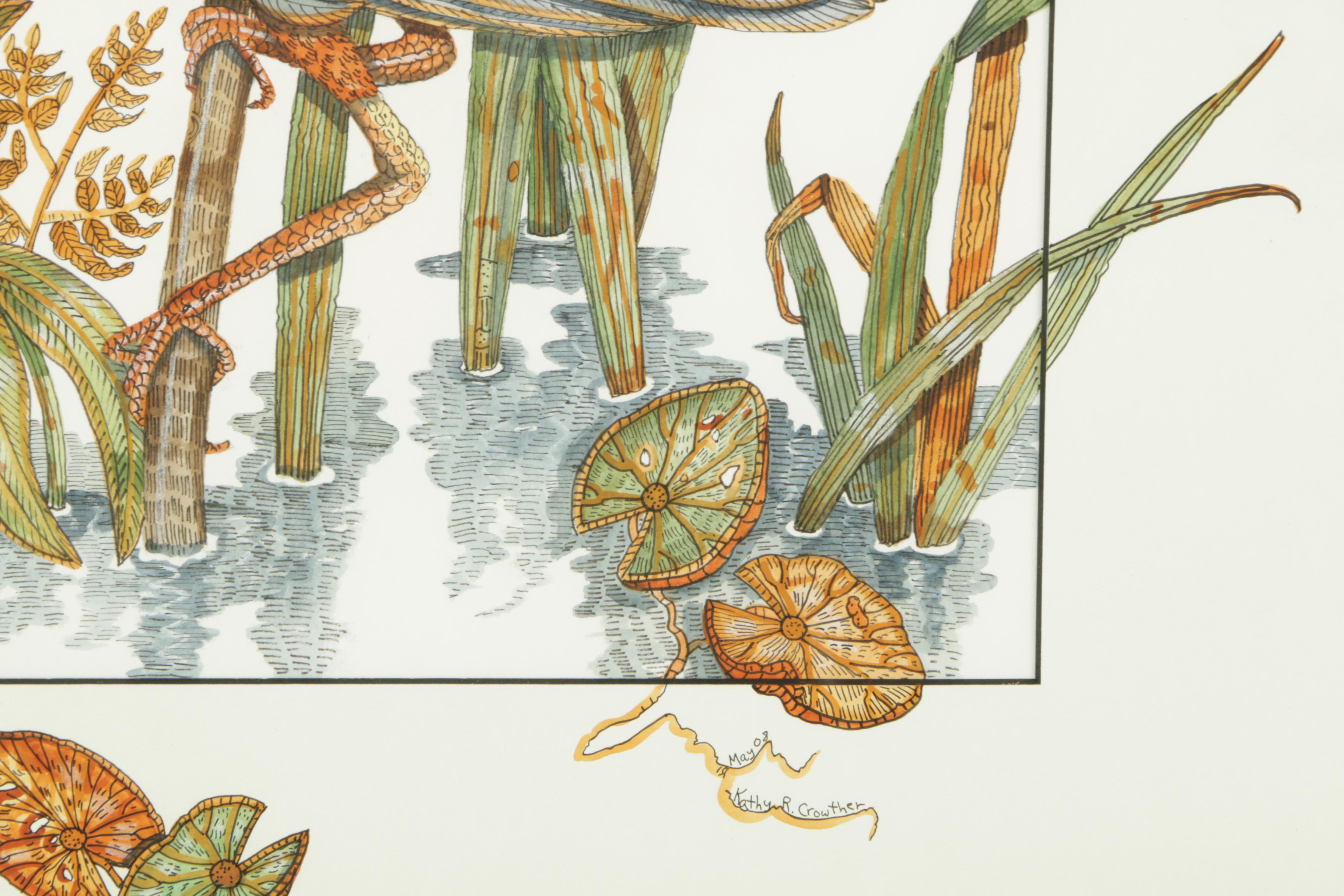 Kathy R. Crowther Watercolor, Ink, and Gouache Painting on Paper