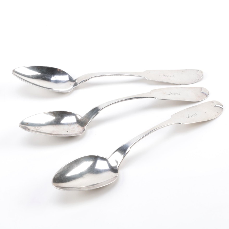 19th Century John M. Peddinghaus Coin Silver Tablespoons