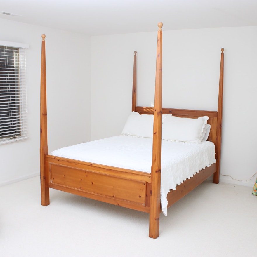 Queen-Size Pine Four Poster Bed Frame