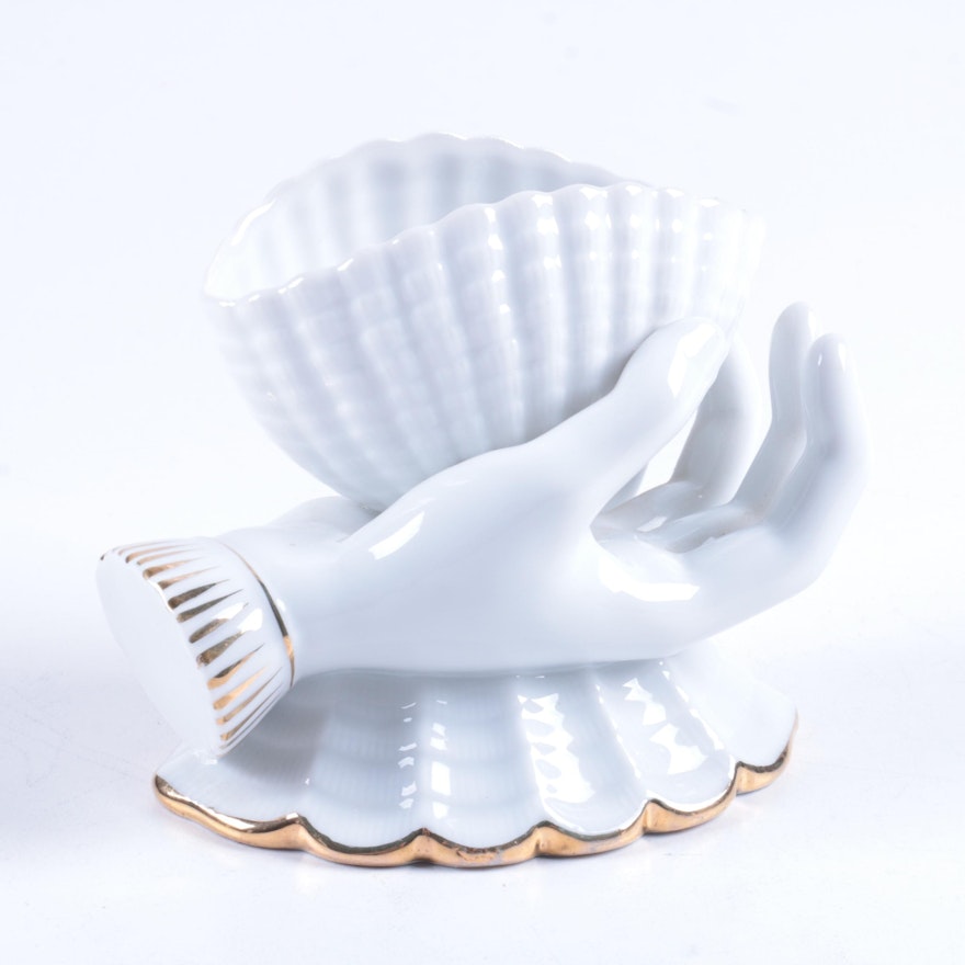 Porcelain Hand with Seashell Bowl