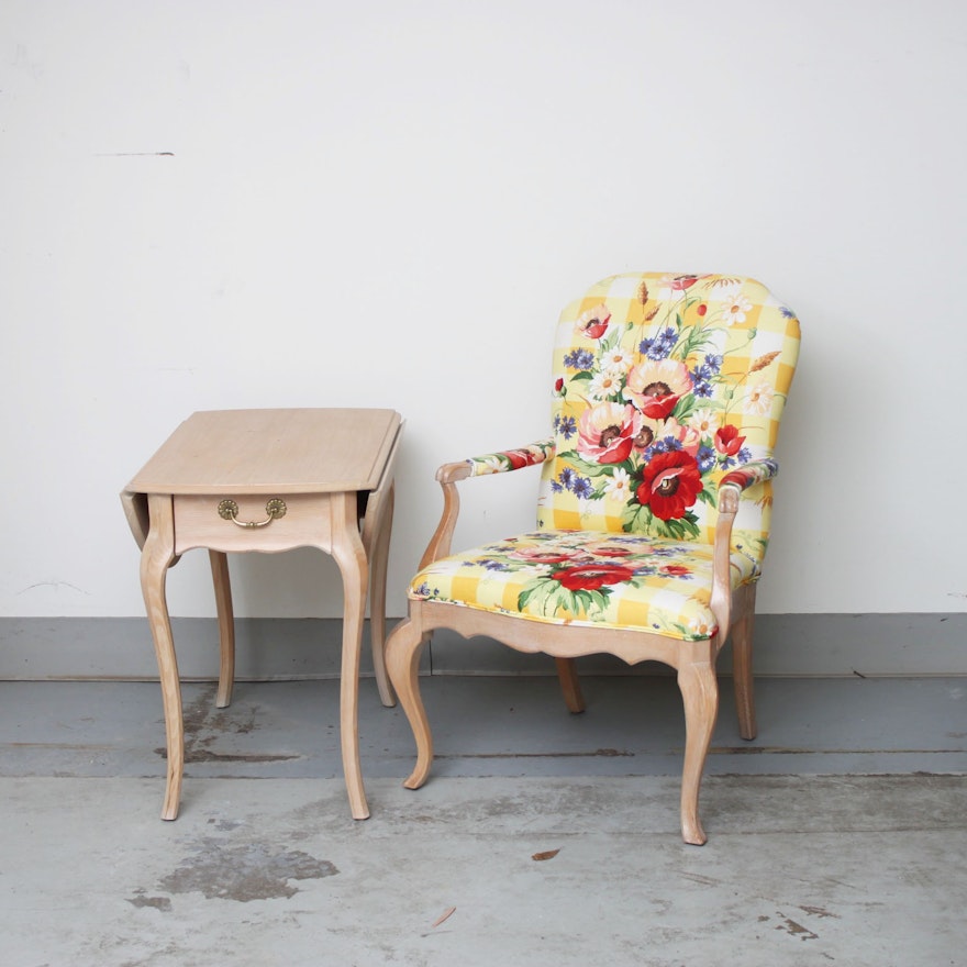 Hammary Side Table and Floral Armchair