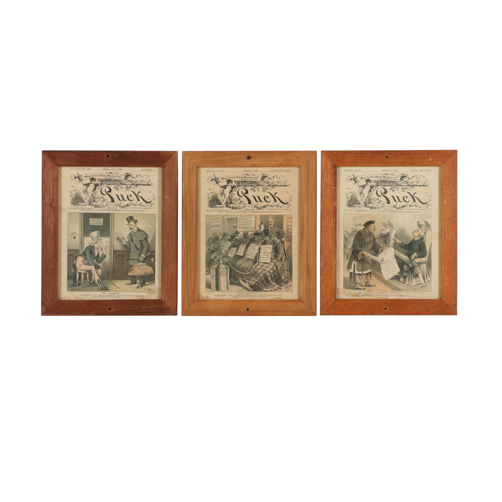 Puck Magazine Lithographs of Political Cartoons