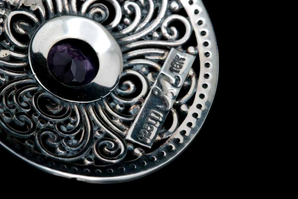 Robert Manse Sterling Silver, 18K Yellow Gold, Amethyst and White Topaz Pendant