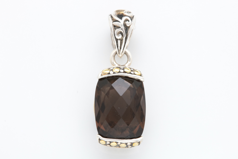Robert Manse Sterling Silver, 18K Yellow Gold and Smoky Quartz Pendant