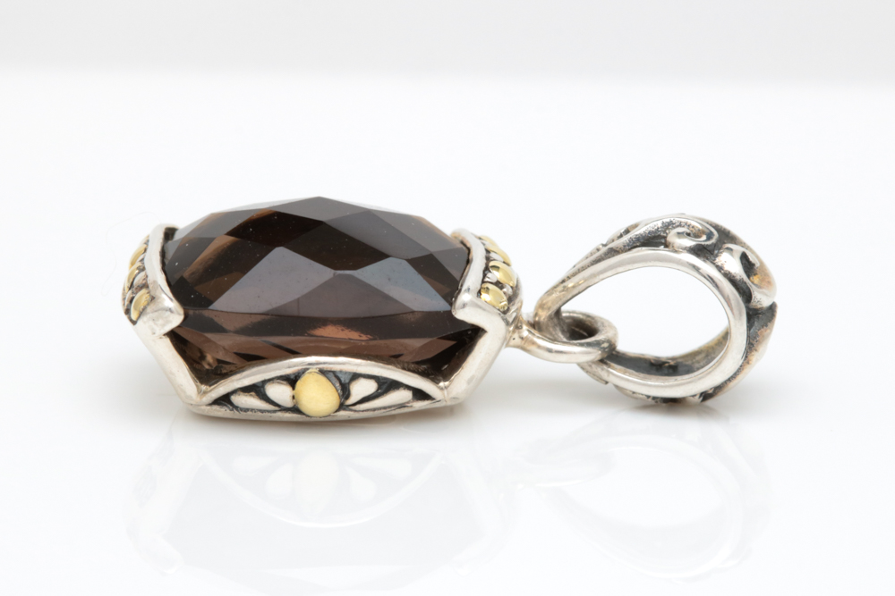 Robert Manse Sterling Silver, 18K Yellow Gold and Smoky Quartz Pendant