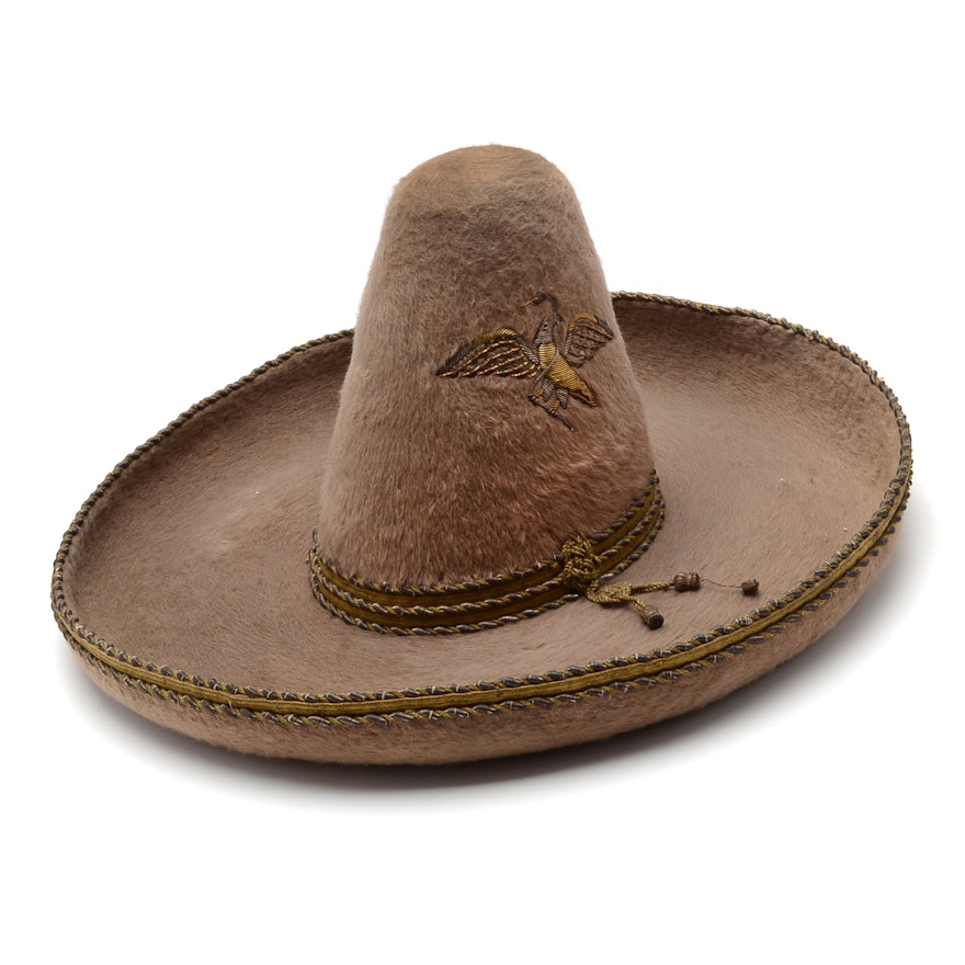 Vintage Mexican Felt Sombrero Hat