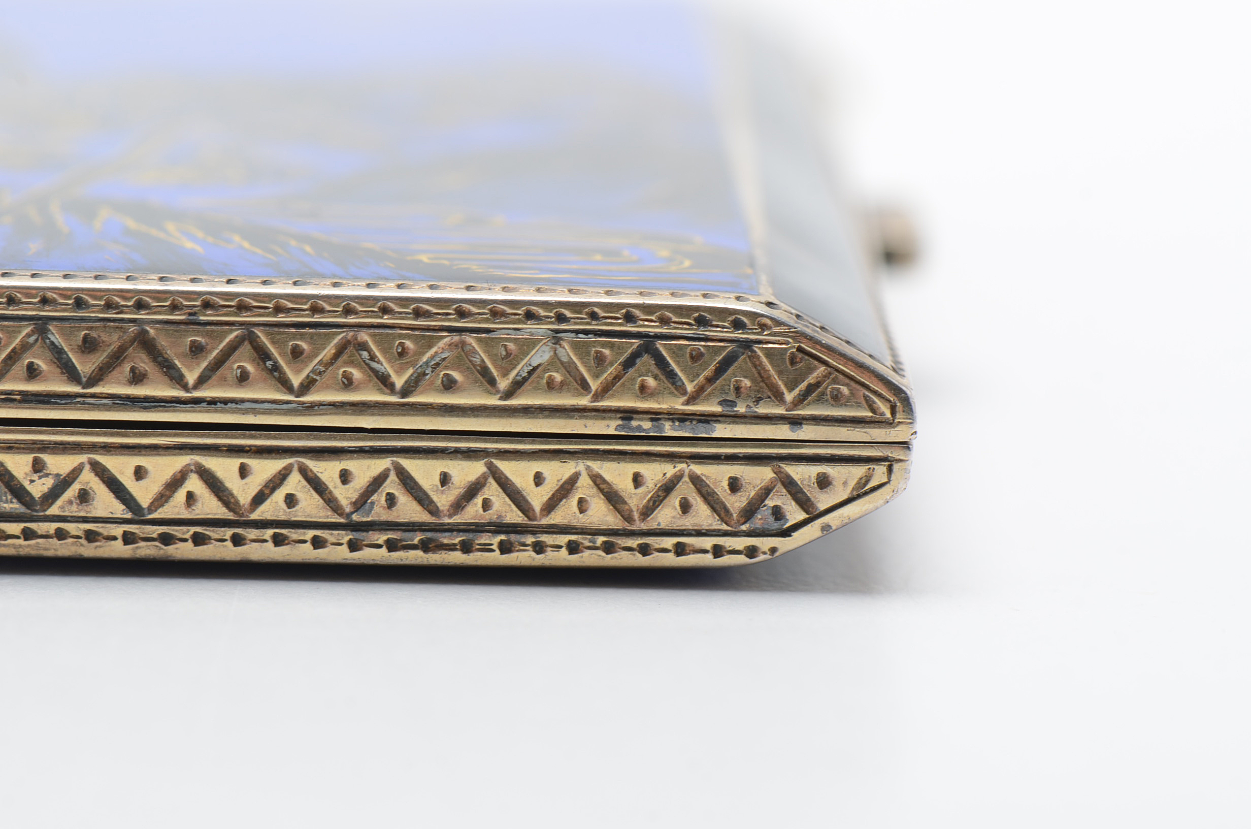 Vintage Sterling Silver Chinese Inspired Enamel Cigarette Box