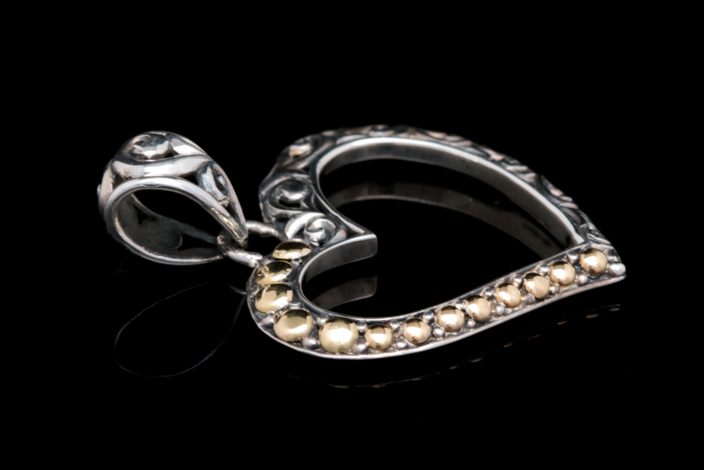 Robert Manse Sterling Silver, 18K Yellow Gold and Mother of Pearl Heart Pendant