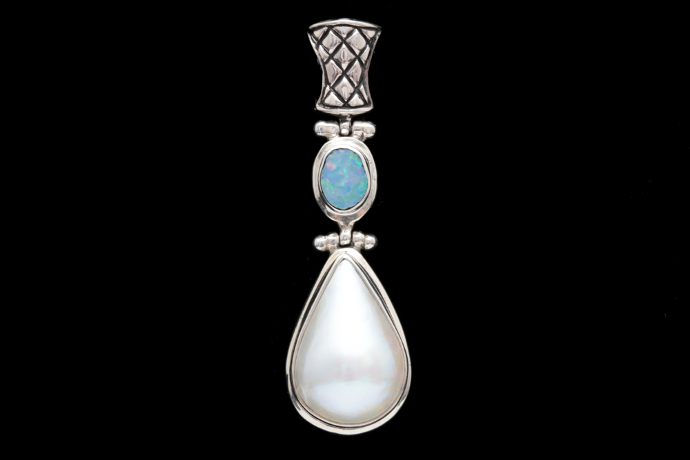 Sterling Silver, Mother of Pearl and Opal Doublet Pendant