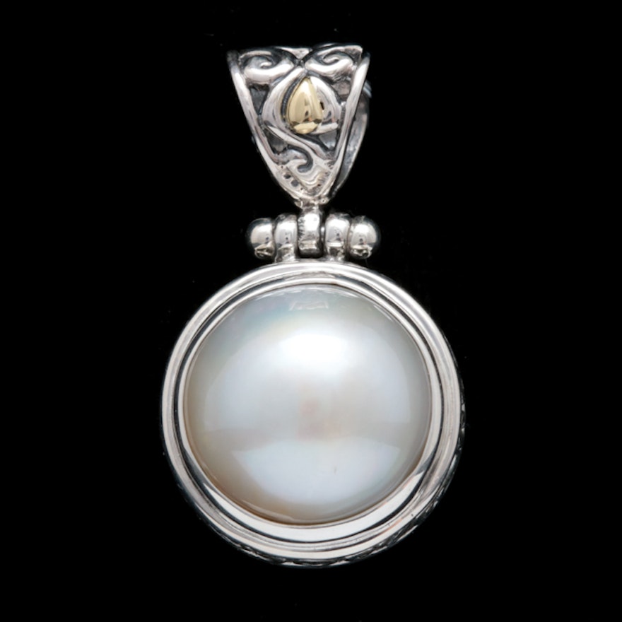 Sterling Silver, 18K Yellow Gold and Mabé Pearl Pendant