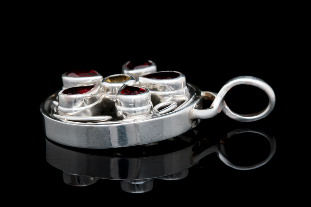 Sterling Silver, Garnet and Citrine Pendant