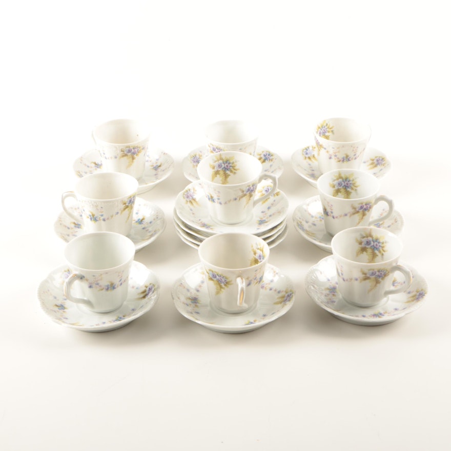 Antique Bassett Limoges Austria Porcelain Teacup and Saucer Set