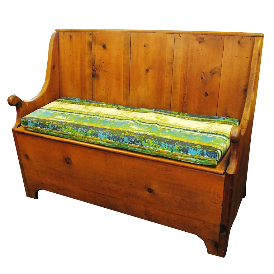 Vintage Pine Storage Bench by Habersham Plantation