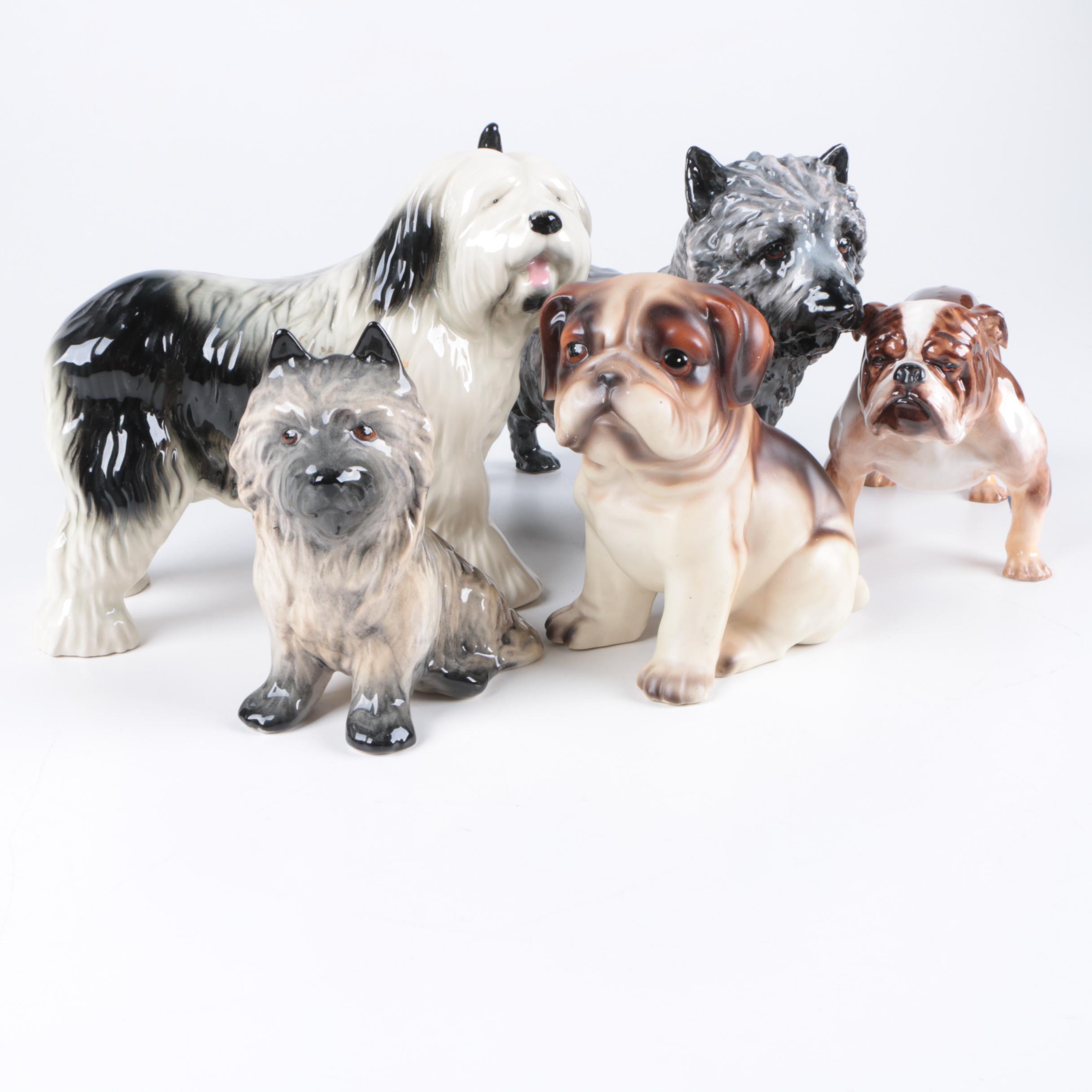 Ceramic and Porcelain Dog Figurines Including Royal Doulton