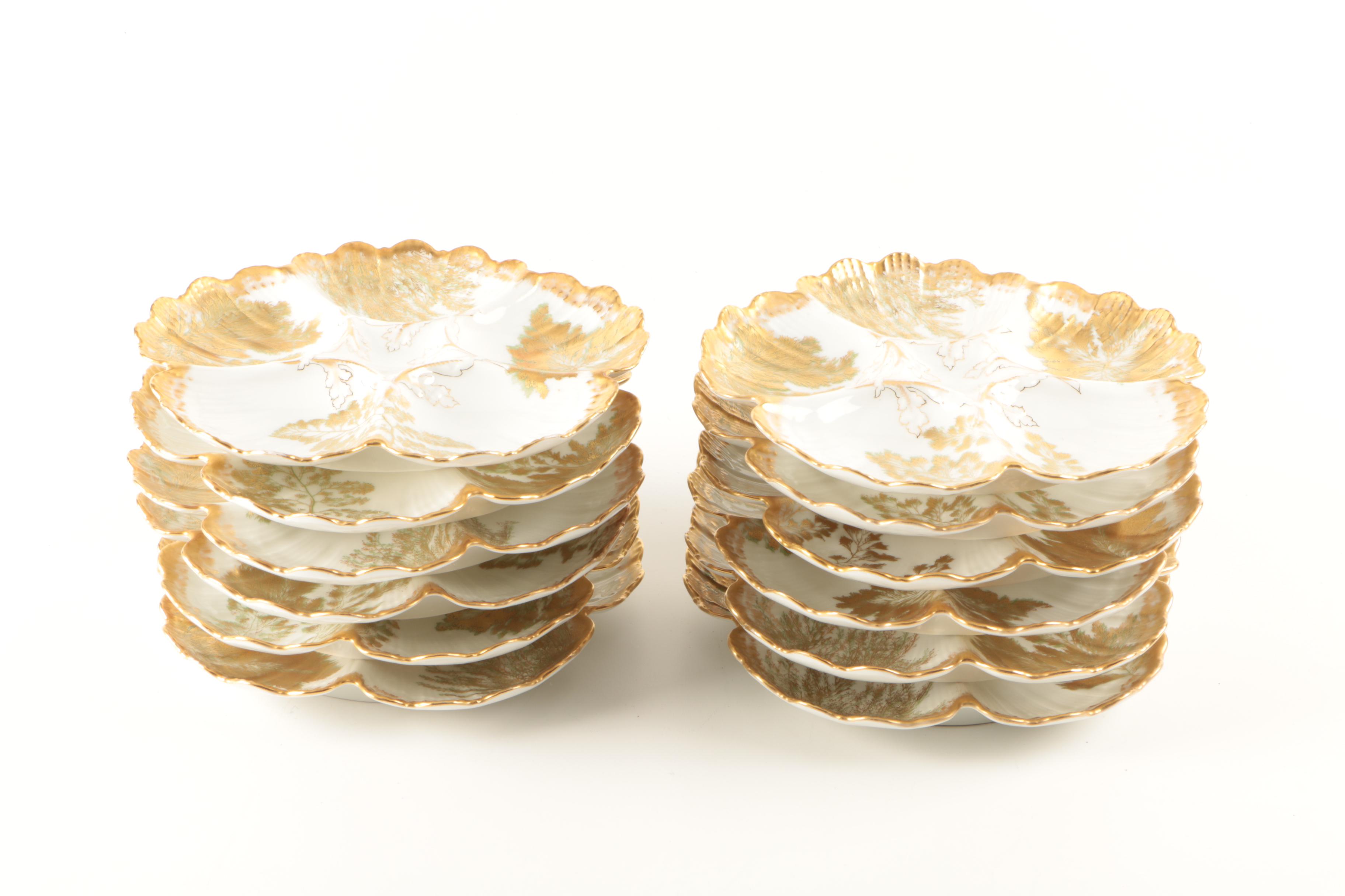 Antique Tressemann & Vogt Limoges Porcelain Oyster Dishes