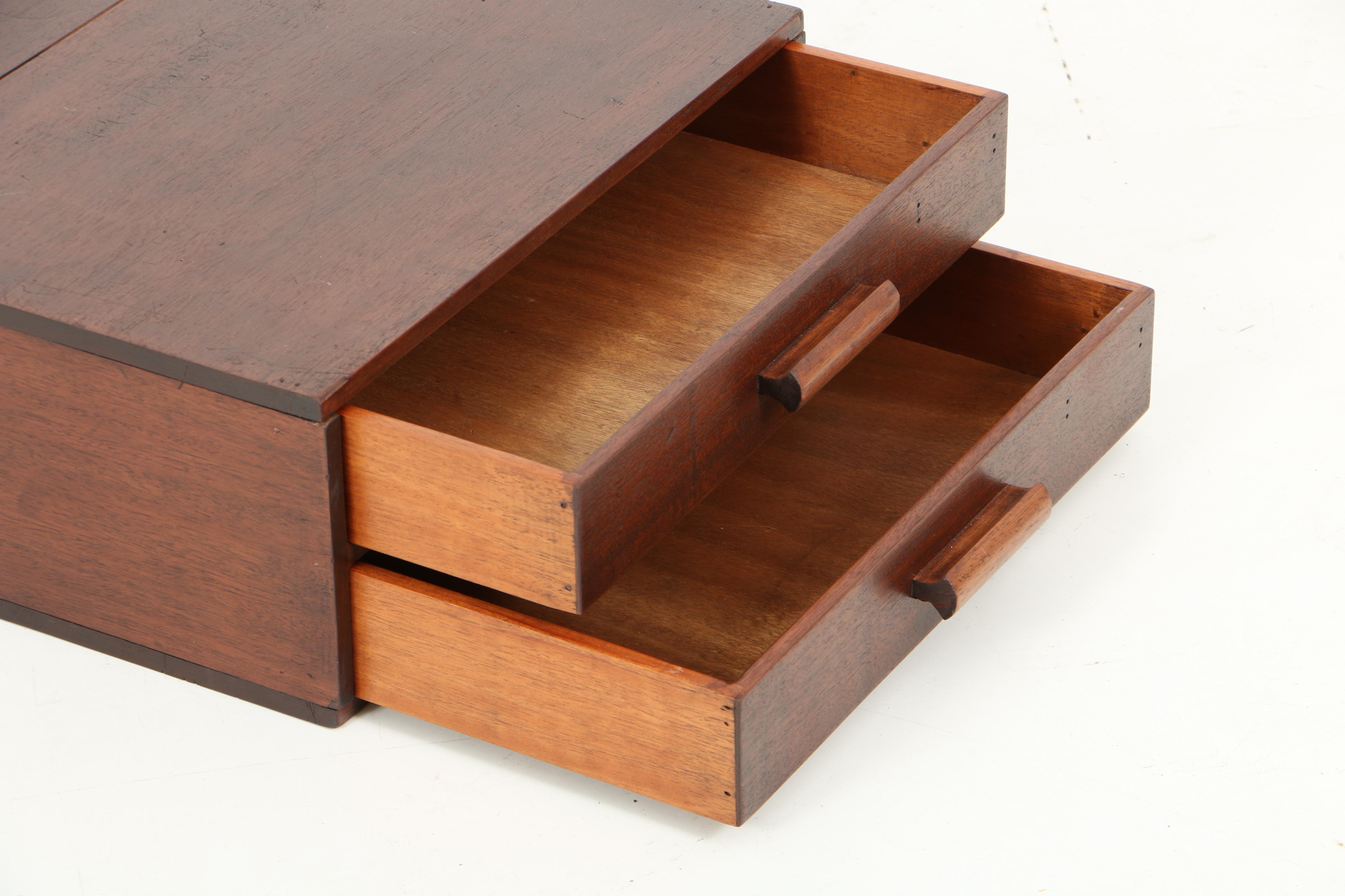 Vintage Mahogany Flat File Box with Two Drawers