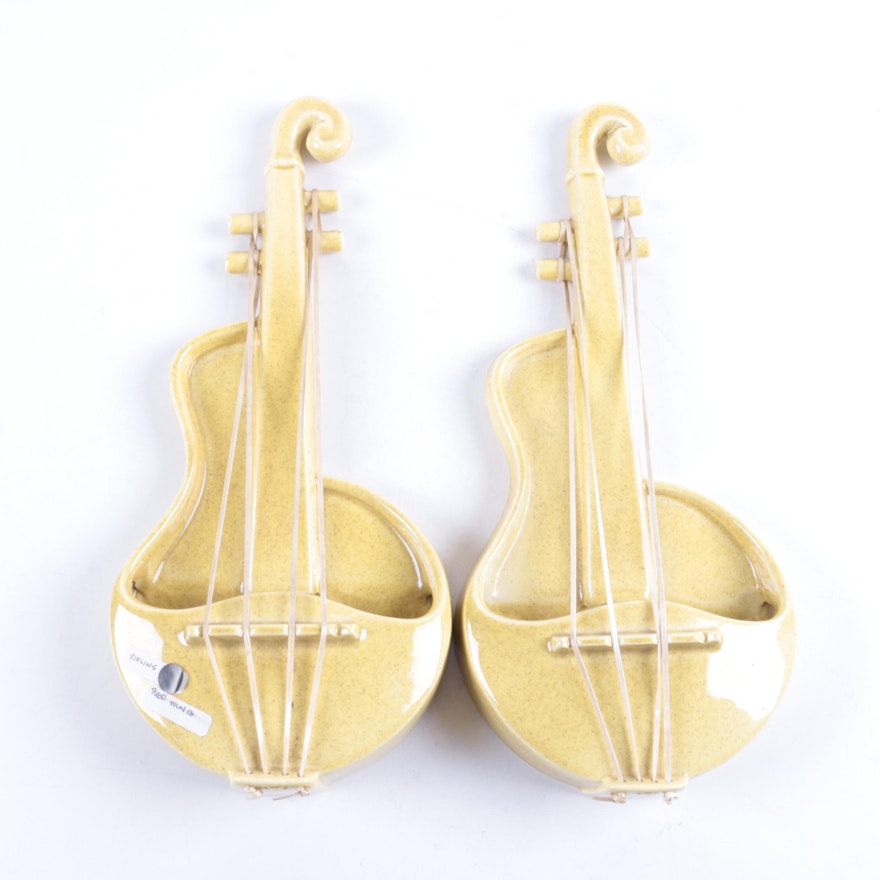 Red Wing USA Ceramic Violin Wall Pockets