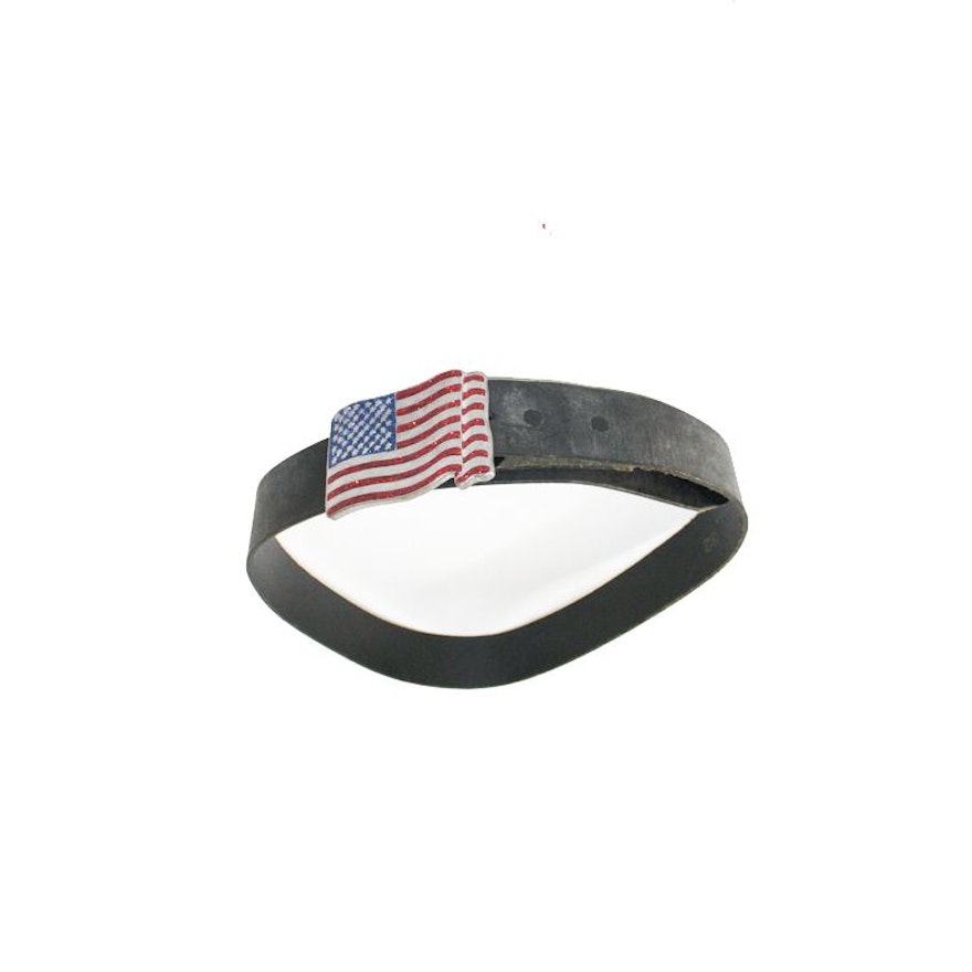 American Flag Belt Buckle with Leather Belt