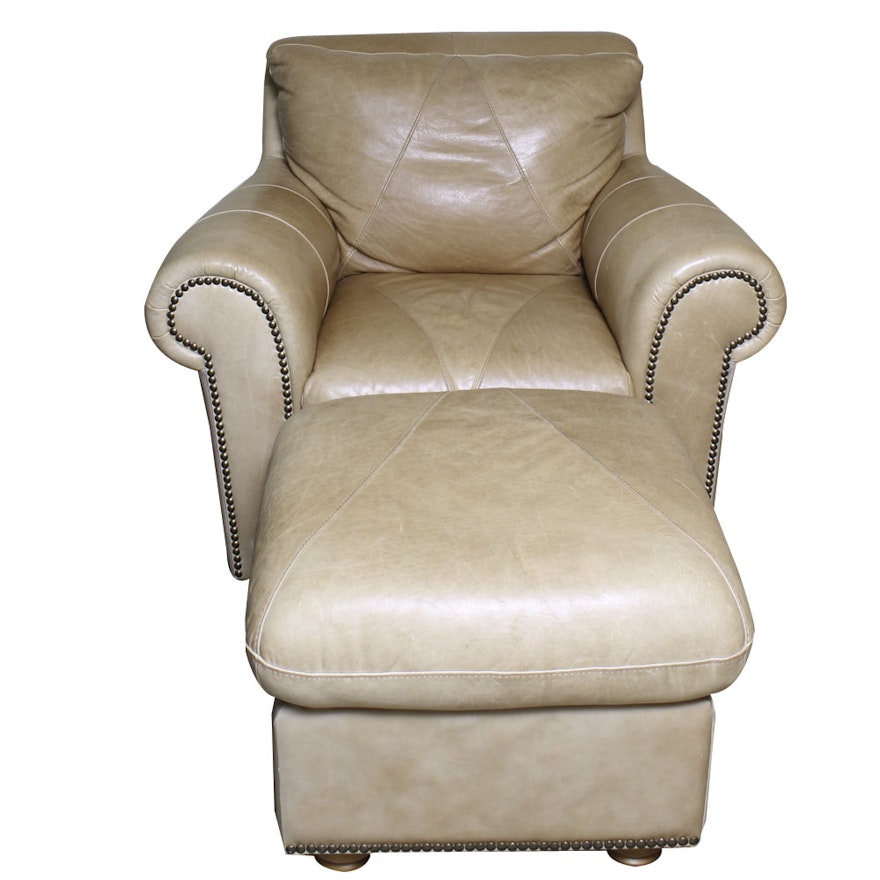 Leather Club Chair with Ottoman