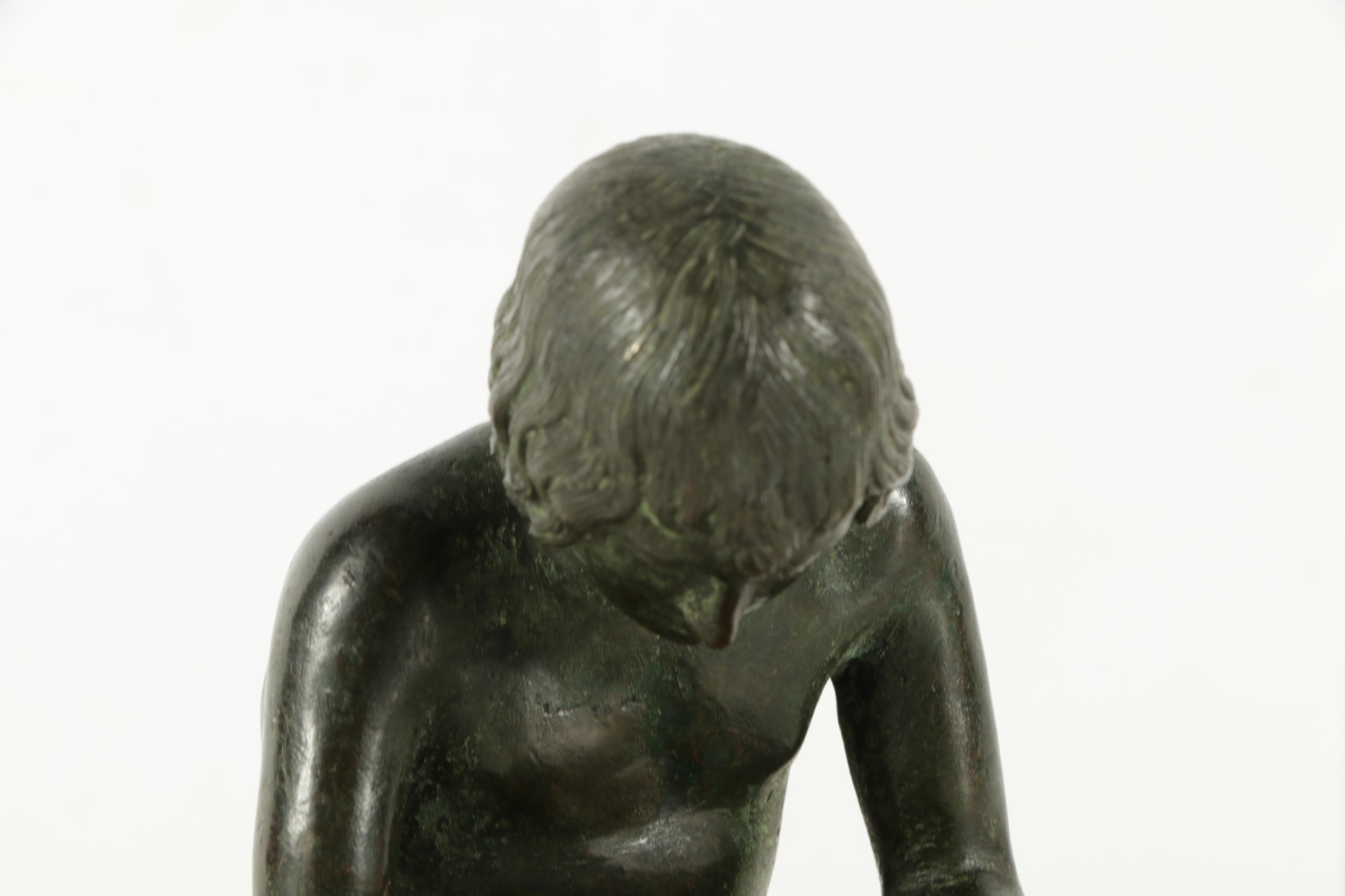 Vintage Reproduction Brass Sculpture of "Boy With Thorn"