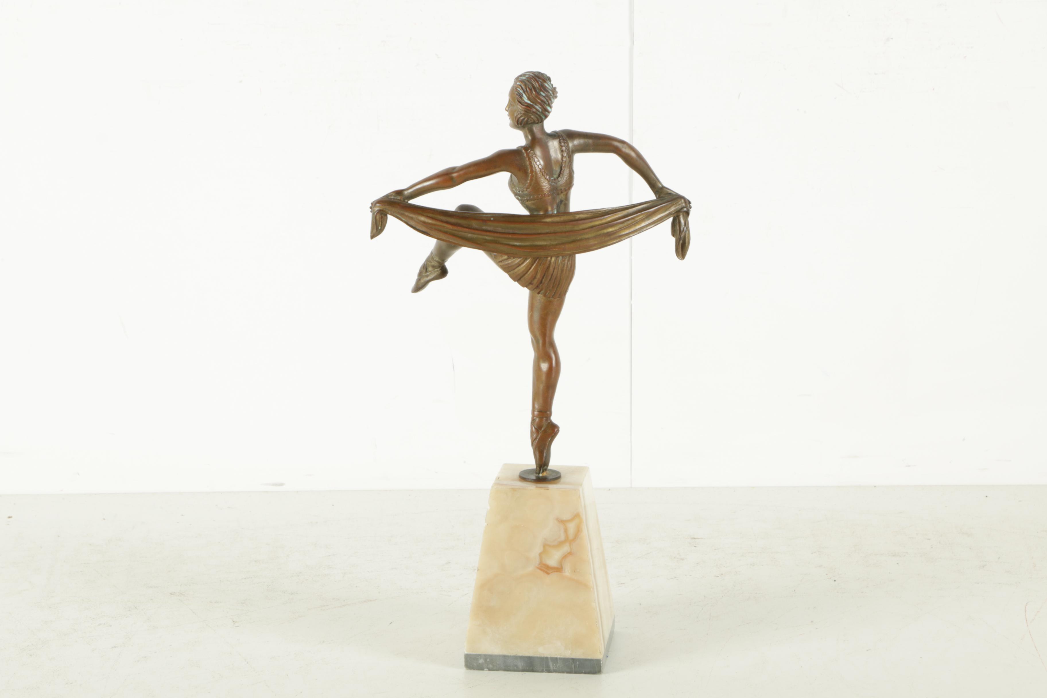 Fabrication Francaise Brass Sculpture of Dancer