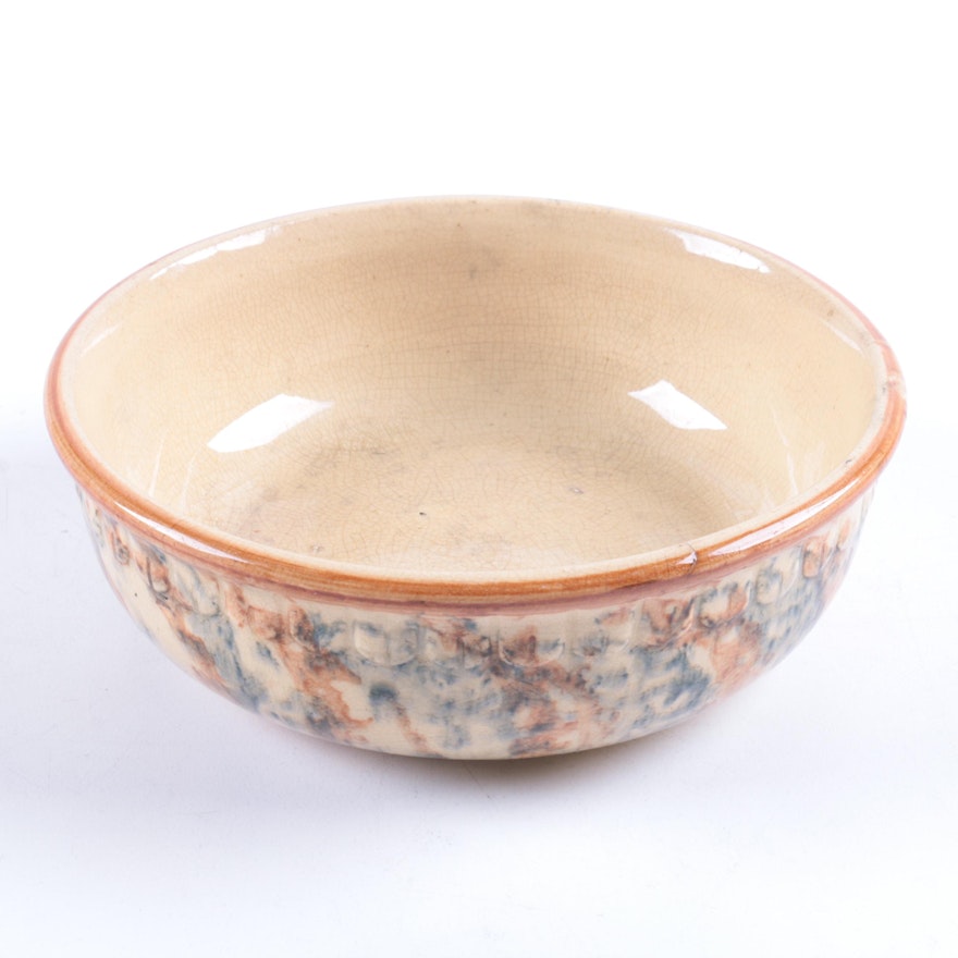 Antique Ceramic Spongeware Bowl