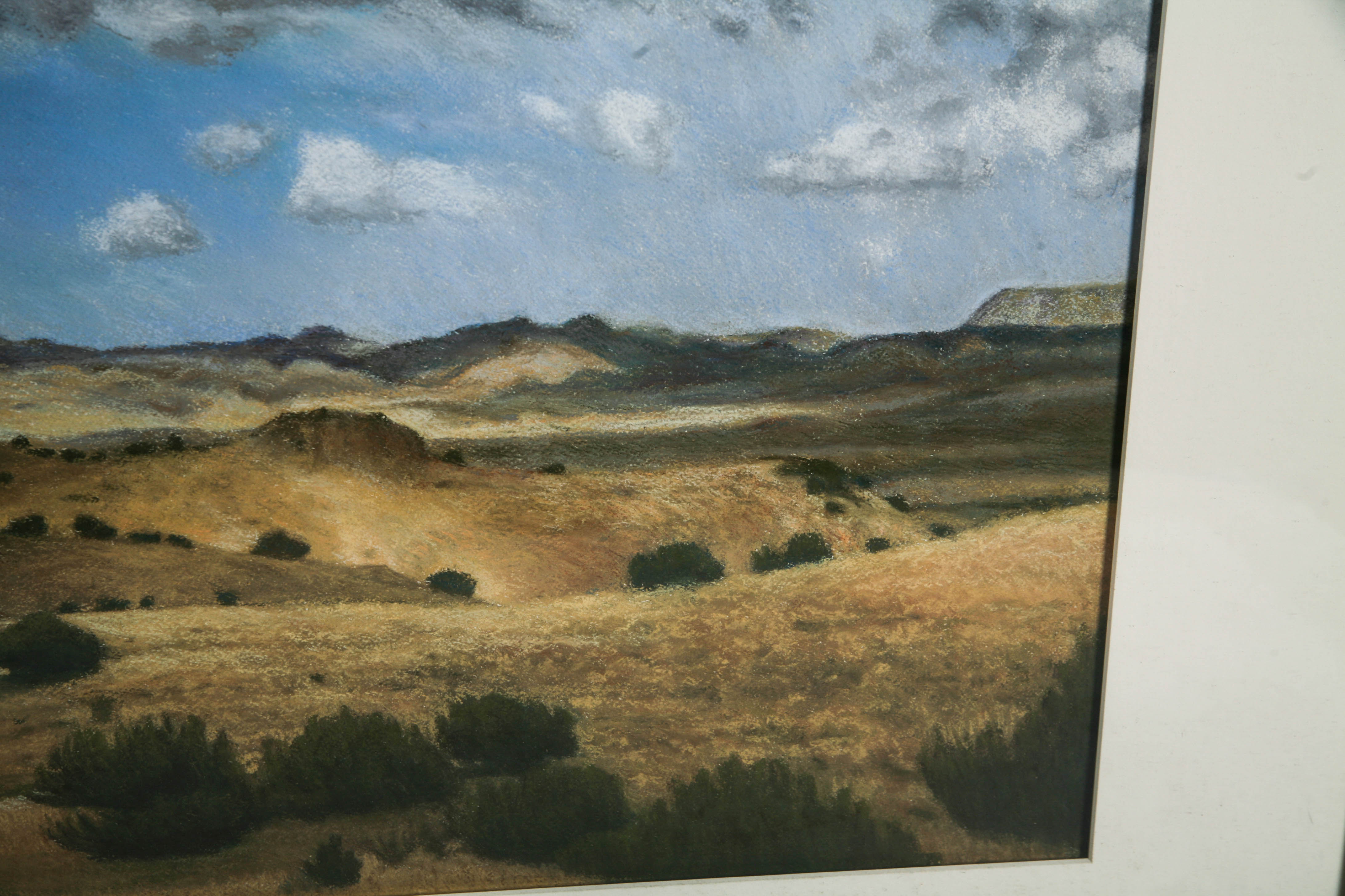 Oil Pastel Drawing of Desert Landscape