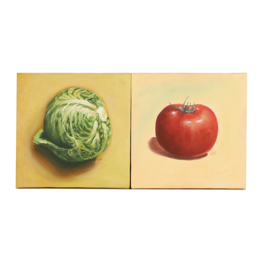 Lubov Oil Paintings on Canvas of Cabbage and Tomato