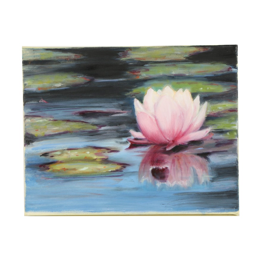 Oil Painting on Canvas of Water Lily