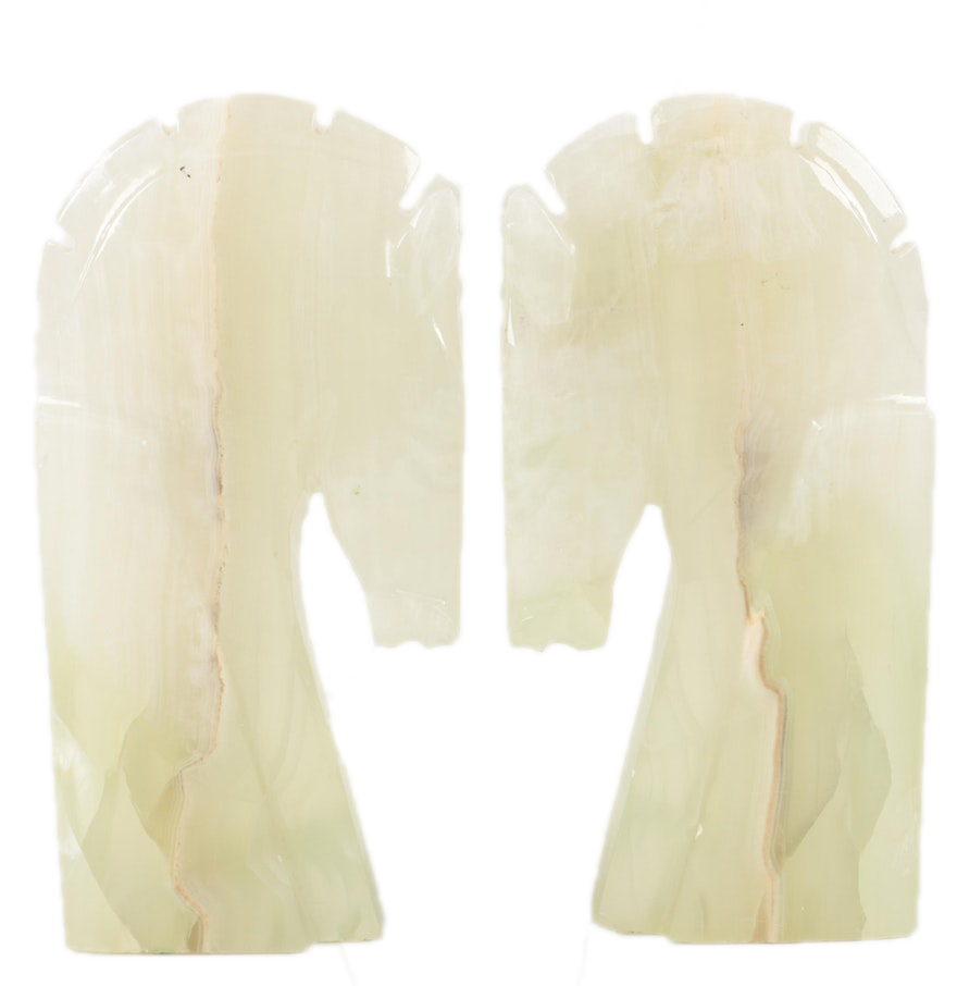 Banded Calcite Horse Head Bookends