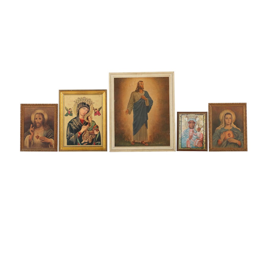 Jesus and Mary Offset Lithographs, Including Prints After Florence Kroger