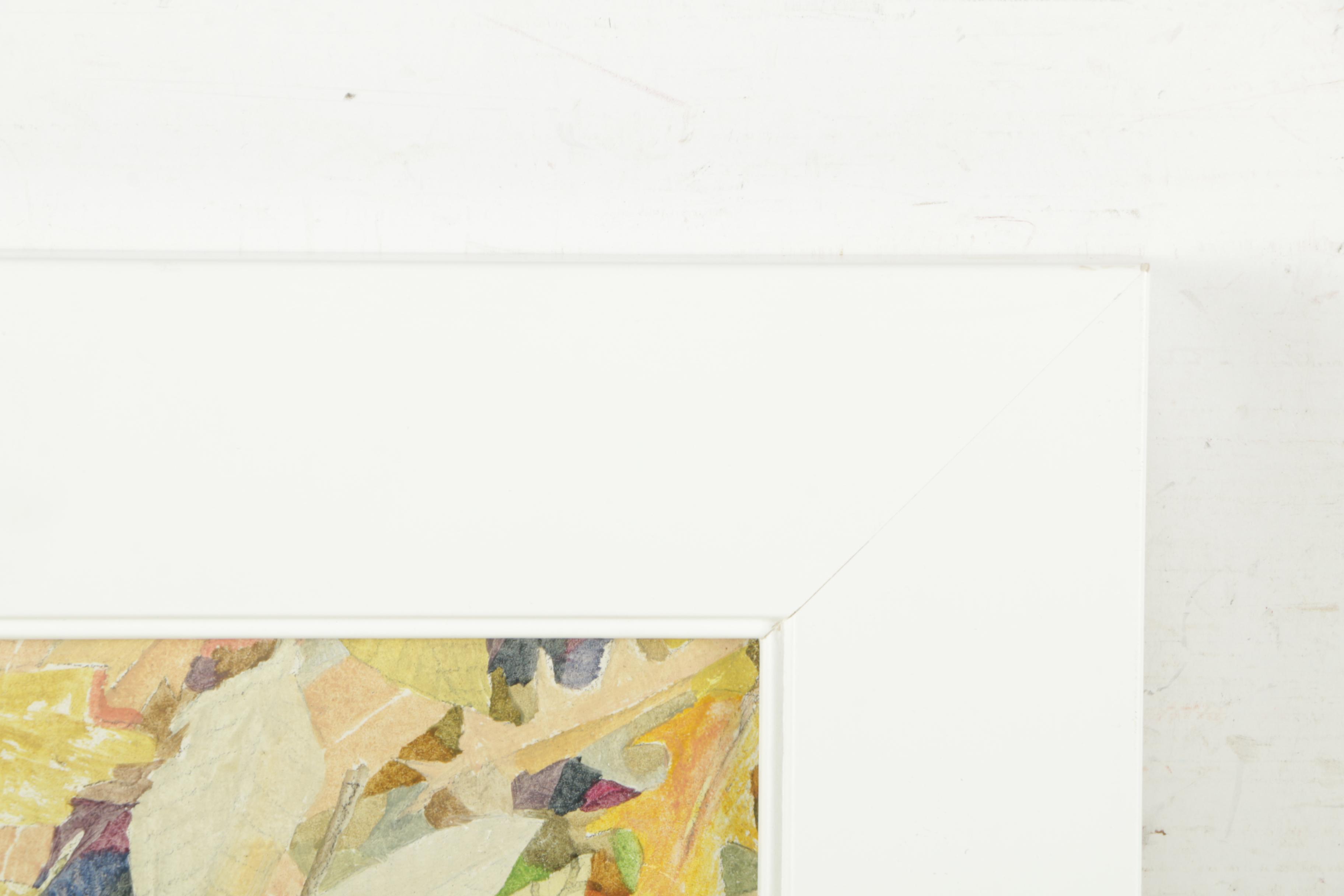 J. Hillings Bleicken Gouache Painting on Board of a Garden