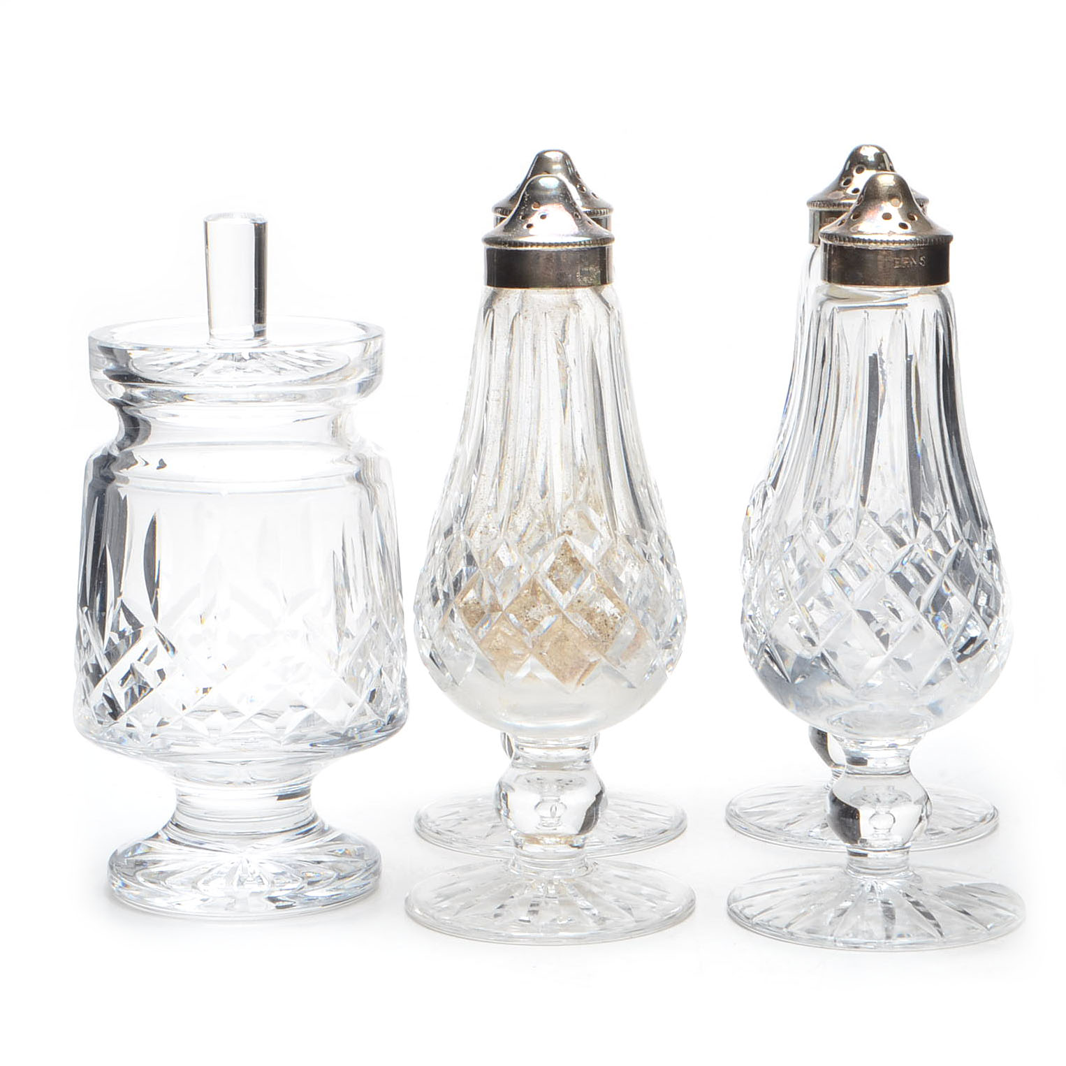 Waterford "Lismore" Salt & Pepper Shakers and Jelly Jar