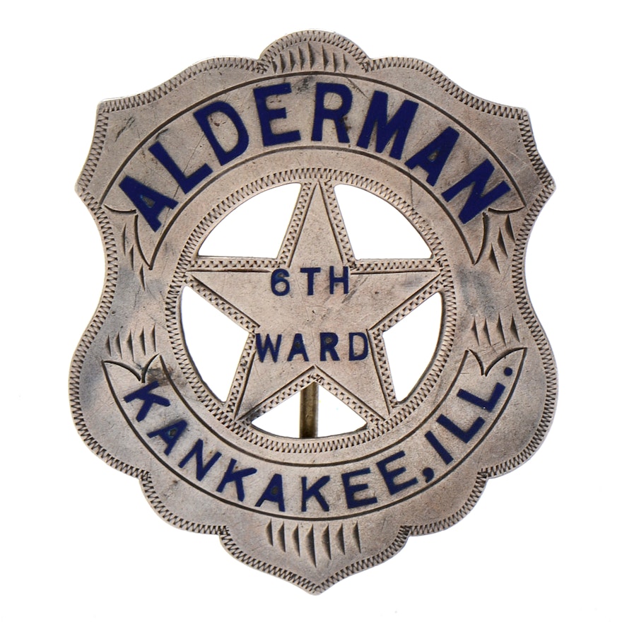 Early 20th Century Obsolete Sterling Silver Alderman Badge
