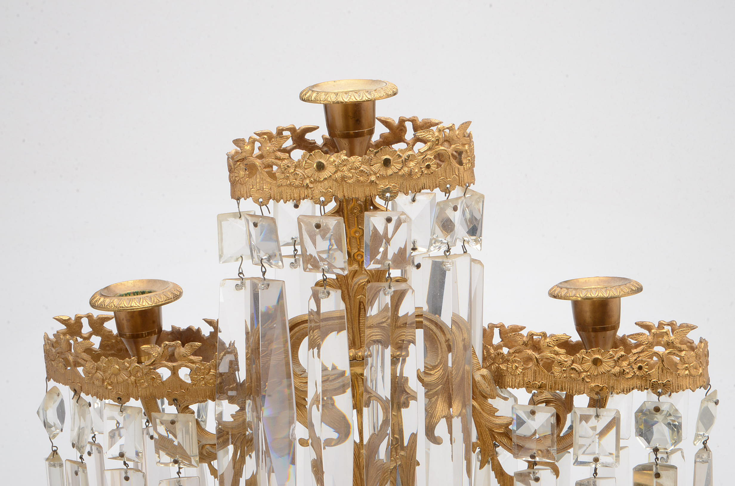 "Last of the Mohicans" Gilt Brass Candelabra Set