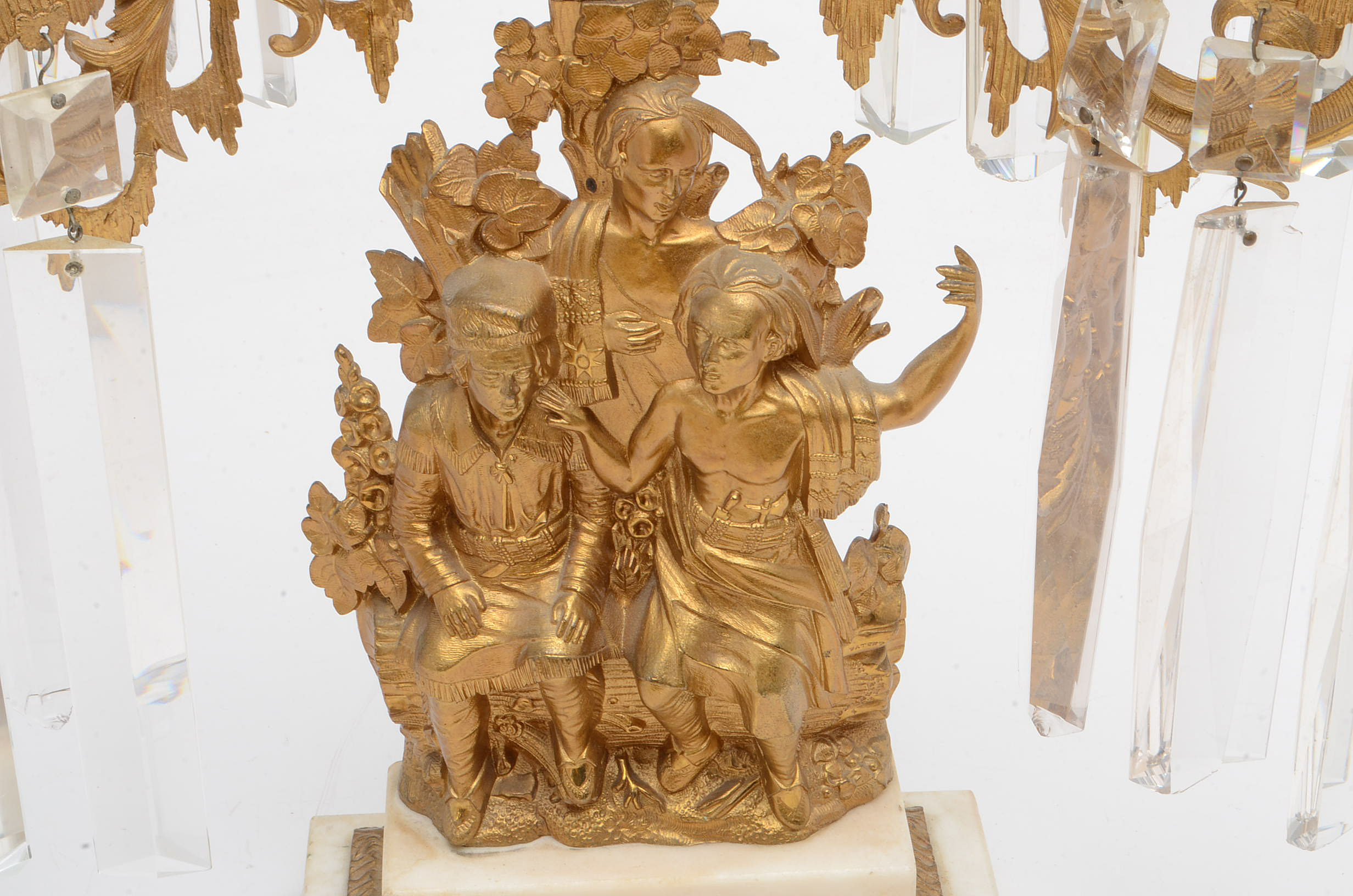 "Last of the Mohicans" Gilt Brass Candelabra Set