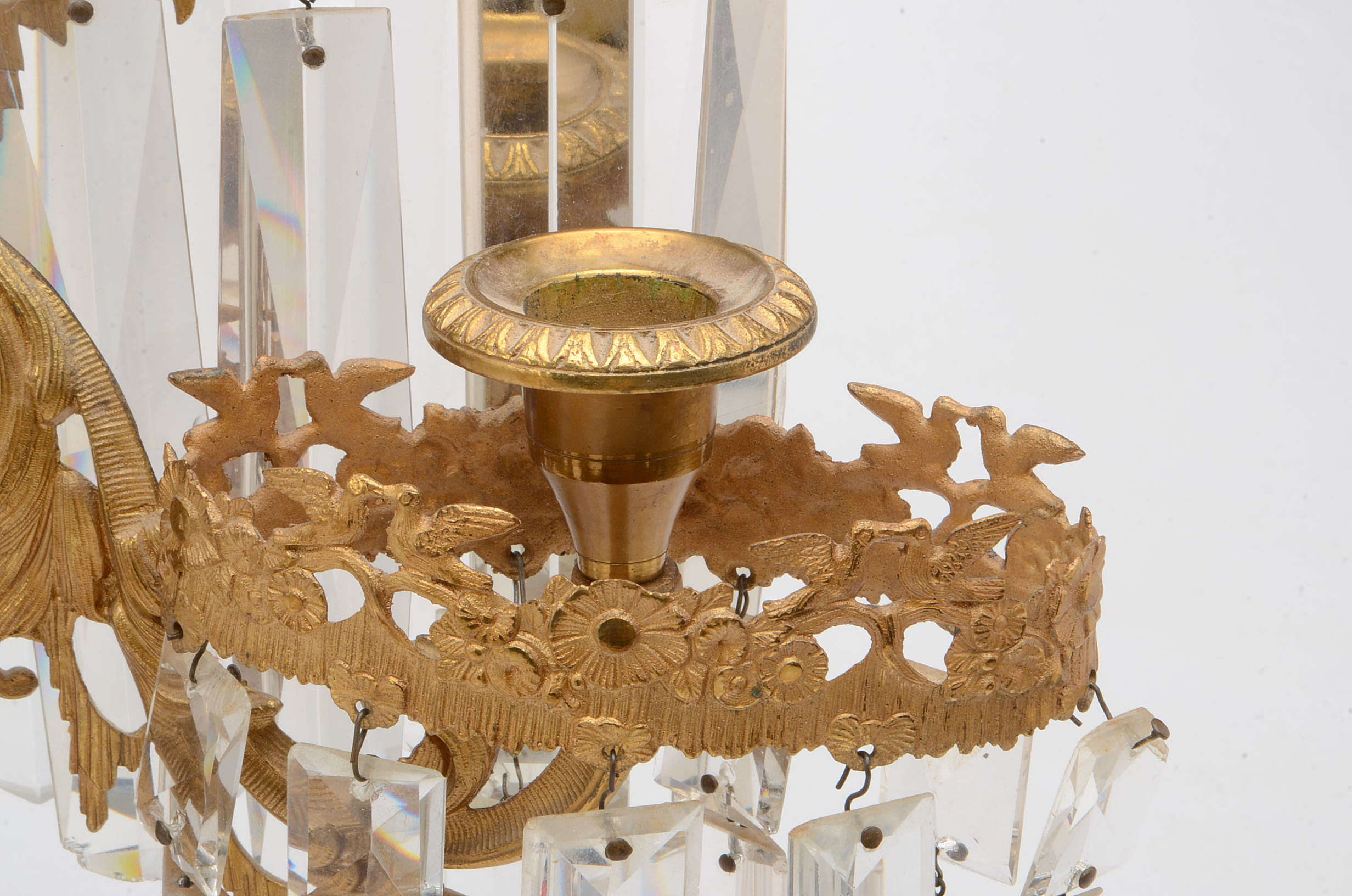 "Last of the Mohicans" Gilt Brass Candelabra Set