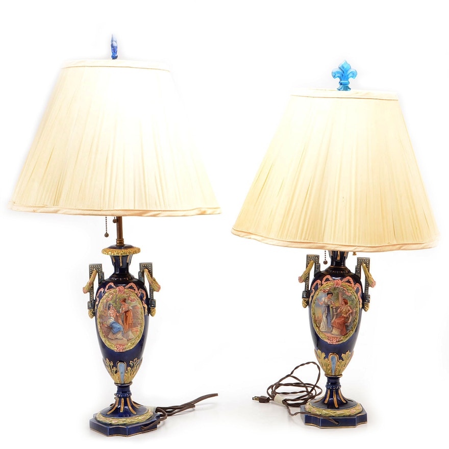 Vintage Porcelain Urn Table Lamps