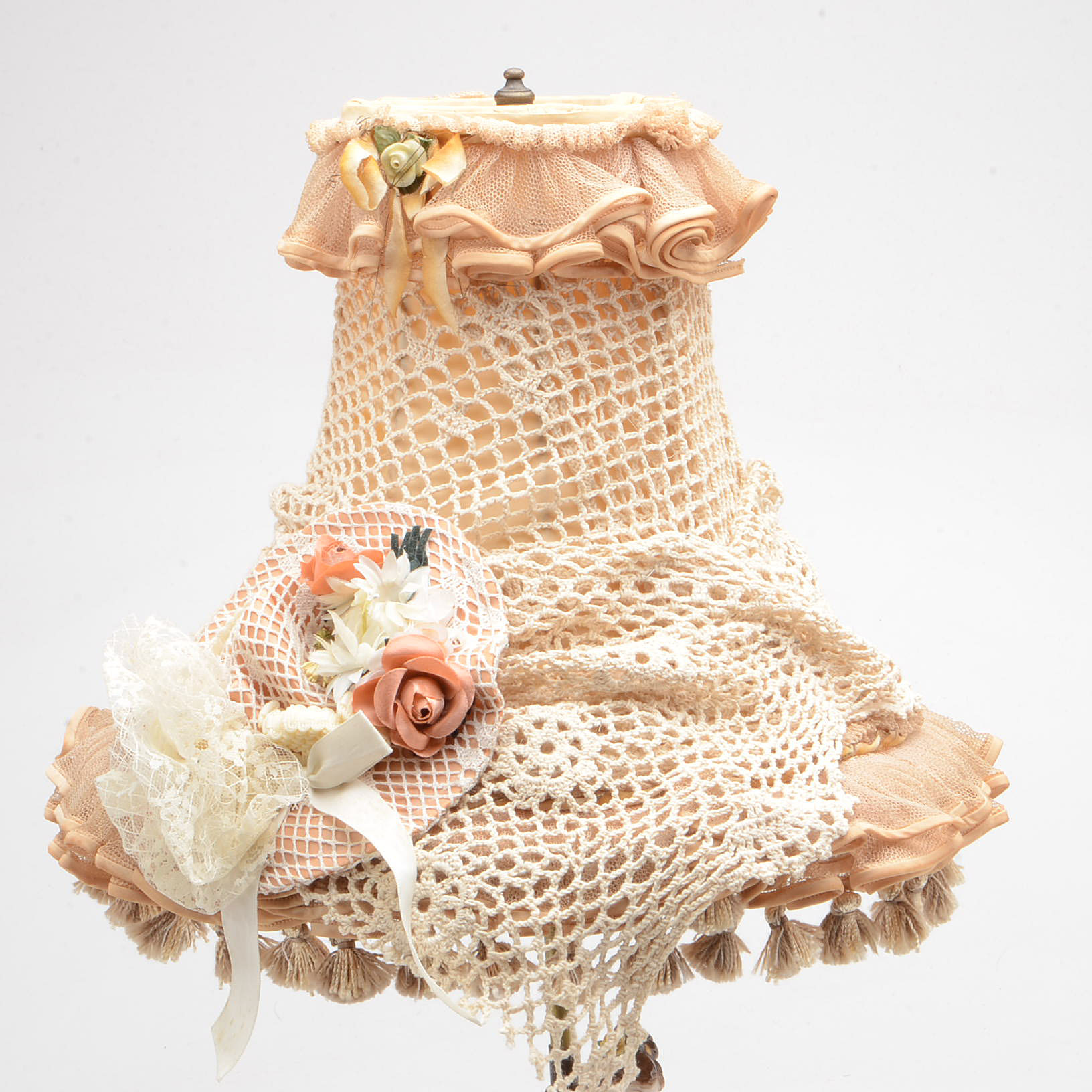 Muller and Co Dresden Lace Figural Porcelain Lamp