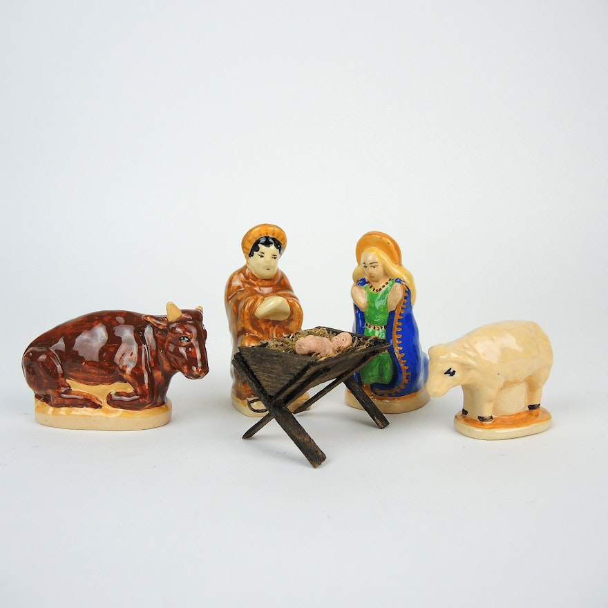 Vintage Henriot Quimper Ceramic Nativity Figurines