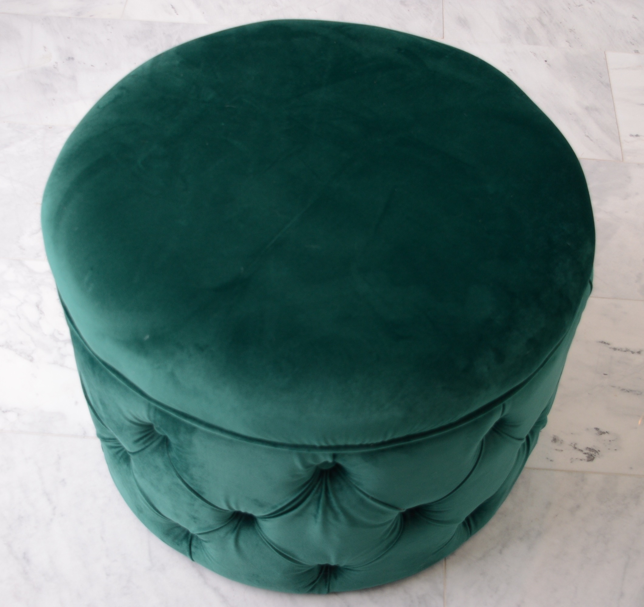 Modern Glass Table with Tufted Velvet Seat with Shoe Storage