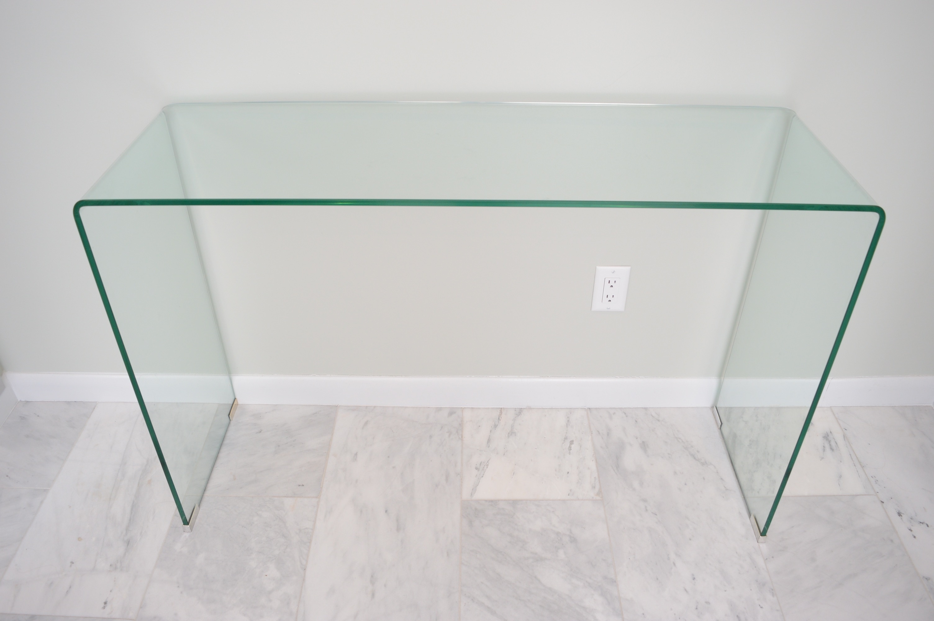 Modern Glass Table with Tufted Velvet Seat with Shoe Storage