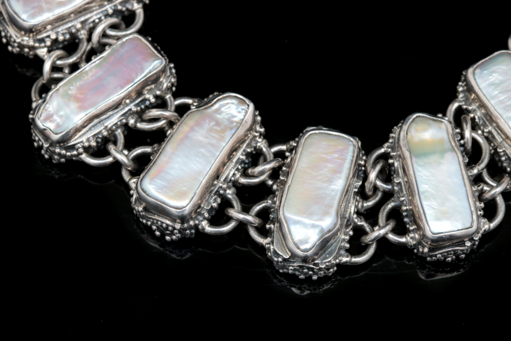 Sterling Silver and Mother of Pearl Bracelet