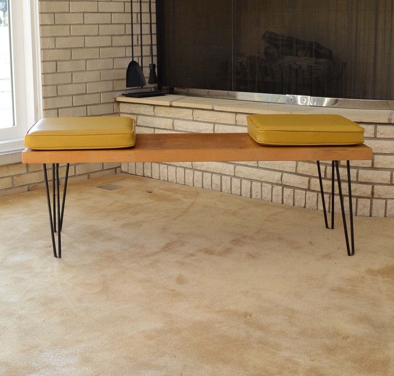 Mid Century Modern Olsen Style Benches with Vinyl Cushions