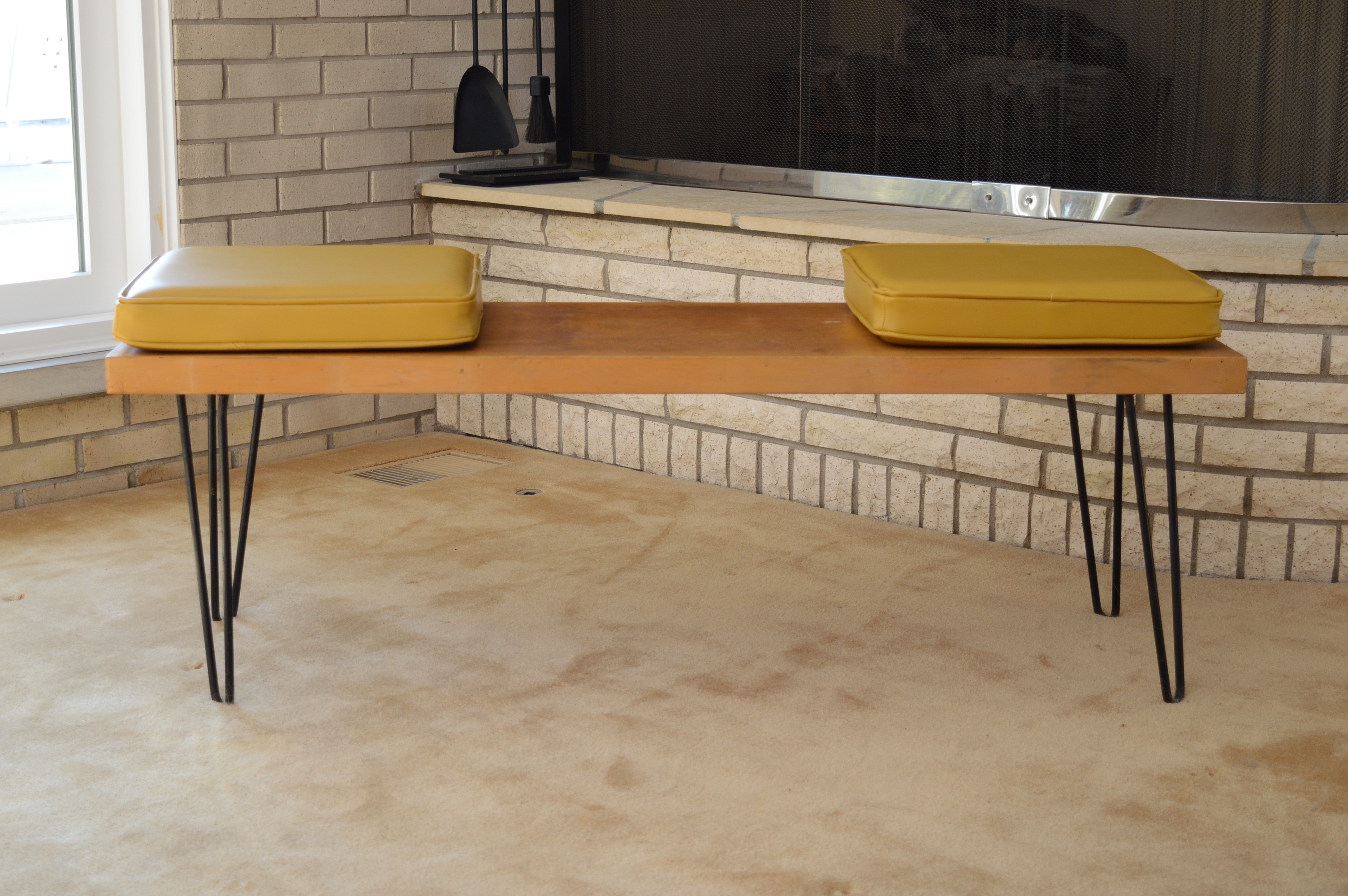 Mid Century Modern Olsen Style Benches with Vinyl Cushions