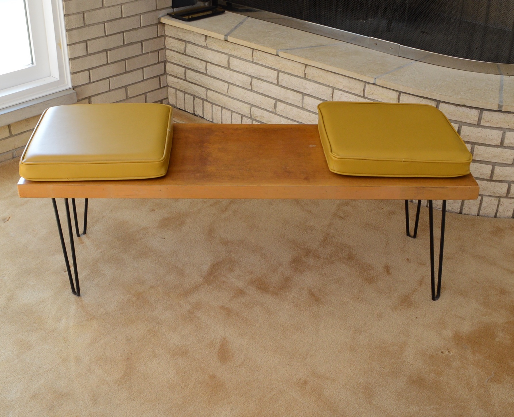 Mid Century Modern Olsen Style Benches with Vinyl Cushions