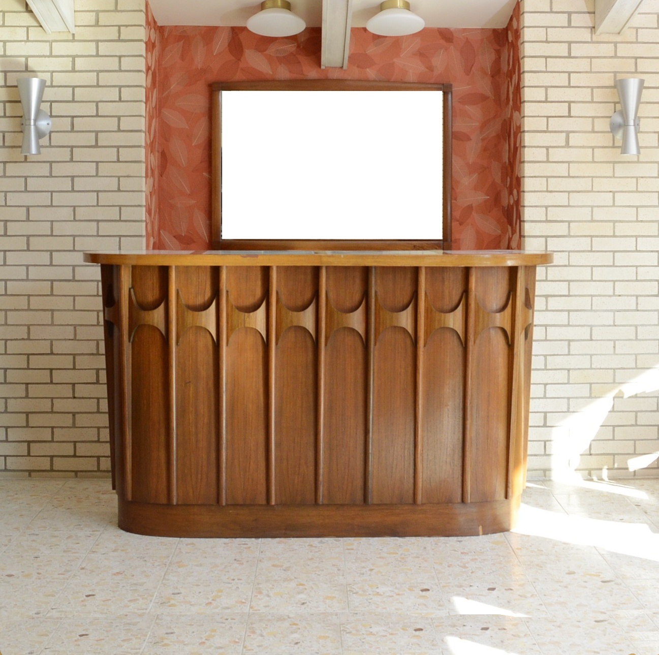 Broyhill Brasilia Mid Century Modern Bar with Marble Top