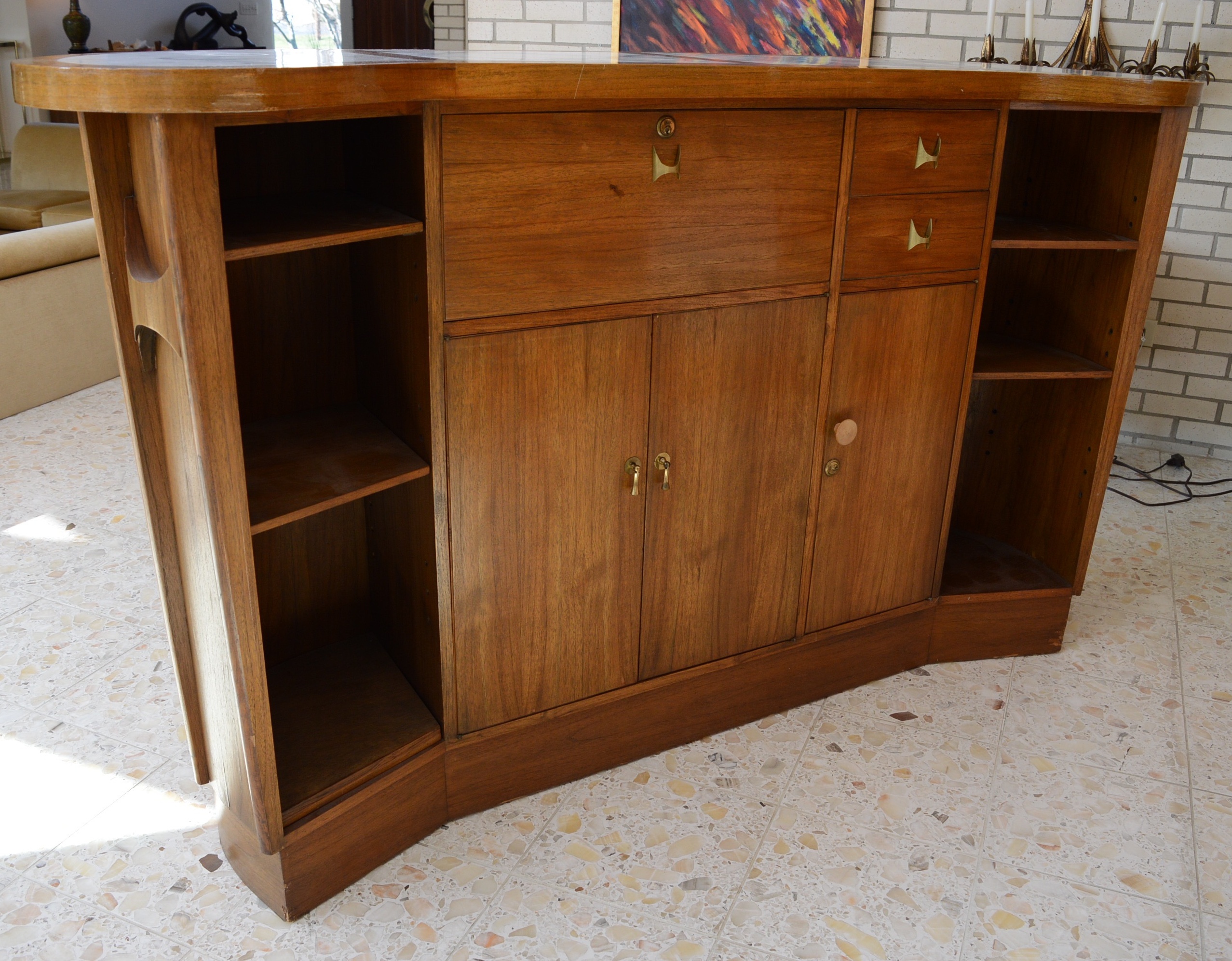 Broyhill Brasilia Mid Century Modern Bar with Marble Top