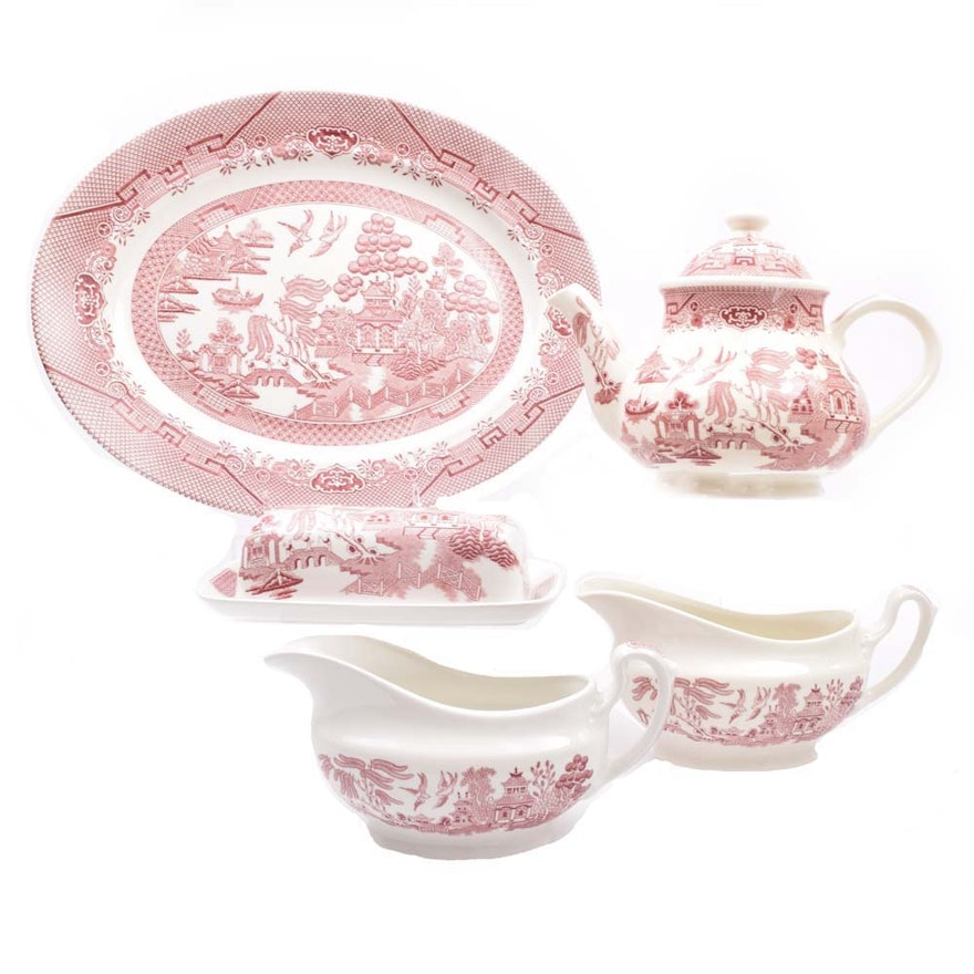 Churchill "Pink Willow" Serving Pieces
